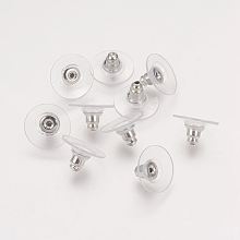 Honeyhandy Brass Ear Nuts, Bullet Clutch Earring Backs with Pad, for Stablizing Heavy Post Earrings, with Plastic, Platinum, 11x11x7mm, Hole: 1mm