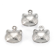 Honeyhandy 316 Surgical Stainless Steel Charms, Cat, Stainless Steel Color, 11x10x4.5mm, Hole: 1mm