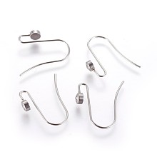 Honeyhandy 304 Stainless Steel Earring Hooks, with Rhinestone, Crystal, Stainless Steel Color, 21x17x4mm, Pin: 0.7mm