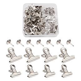 Honeyhandy Iron Clips and Round Head Drawing Pins, Platinum, 40sets