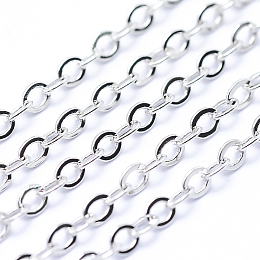 Honeyhandy Eco-Friendly Brass Cable Chains, Soldered, Long-Lasting Plated, Flat Oval, Real Platinum Plated, Link: 2.5x2x0.3mm