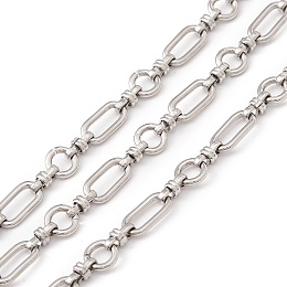 Honeyhandy 304 Stainless Steel Ring and Oval Link Chains, Unwelded, with Spool, Stainless Steel Color, 12x6x1.5mm, 8x3.5mm, 7x1mm