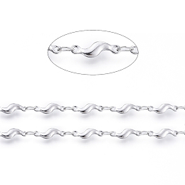 Honeyhandy 304 Stainless Steel Link Chains, Soldered, with Spool, Twisted, Stainless Steel Color, Oval Link: 3.5x2x0.3mm, Twisted: 11.5x3.5x1.8mm, about 16.4 Feet(5m)/roll