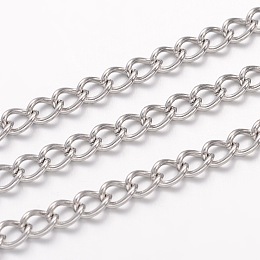 Honeyhandy 304 Stainless Steel Twisted Chains, Curb Chains, Unwelded, with Spool, Stainless Steel Color, 5x3.5x0.8mm, about 32.8 Feet(10m)/roll