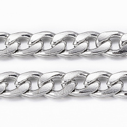 Honeyhandy 304 Stainless Steel Cuban Link Chains, Chunky Curb Chains, Twisted Chains, Unwelded, with Spool, Stainless Steel Color, 5.5x3.8x1mm, about 65.61 Feet(20m)/roll