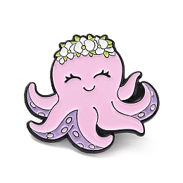 Honeyhandy Octopus Enamel Pin, Ocean Animal Alloy Enamel Brooch for Backpack Clothes, Electrophoresis Black, Pink, 28x31x10mm, Pin: 1mm