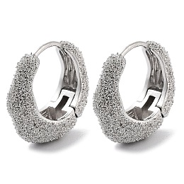 Brass Textured Hoop Earrings, Real Platinum Plated, 18x7mm