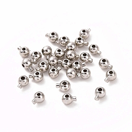 Honeyhandy Rack Plating Brass Crimp Beads, Round, Platinum, 4.5x3.5x3mm, Hole: 0.8mm