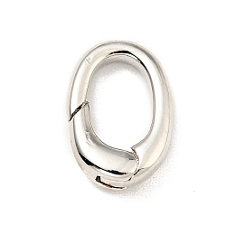 Honeyhandy Brass Spring Gate Rings, Oval, Cadmium Free & Lead Free, Long-Lasting Plated, Platinum, 12x8x3mm, Hole: 5x8mm