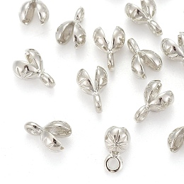 Honeyhandy Brass Bead Tips, Calotte Ends, Clamshell Knot Cover, Platinum, 8.5x4x4.5mm, Hole: 1mm