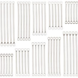 SUNNYCLUE 1 Box 150Pcs 5 Size Bar Link Charm Iron Earring Bar Connectors 2 Hole Stick Strip Long Vertical Rectangle Blanks Pendants for Jewelry Making Charms Findings Accessory, Silver