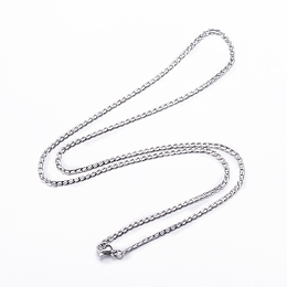 Honeyhandy Non-Tarnish 304 Stainless Steel Curb Chain Necklaces, with Lobster Claw Clasps, Stainless Steel Color, 19.7 inch(50cm), 2mm