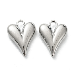 Honeyhandy Alloy Pendants, Heart, Platinum, 15x11.5x4mm, Hole: 1.8mm