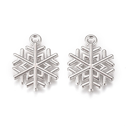 Honeyhandy Alloy Pendants, Snowflake, for Christmas, Platinum, 19.8x15.2x1.7mm, Hole: 1.6mm