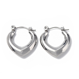 Honeyhandy Non-Tarnish 304 Stainless Steel Hollow Teardrop Hoop Earrings for Women, Stainless Steel Color, 20x18x4mm, Pin: 0.7mm