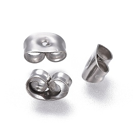 Honeyhandy 304 Stainless Steel Ear Nuts, Earring Backs, Stainless Steel Color, 6x4.5x3mm, Hole: 0.8mm