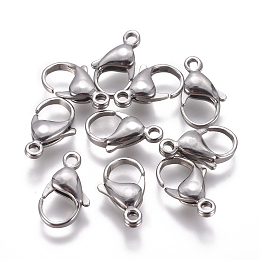 Honeyhandy 304 Stainless Steel Lobster Claw Clasps, Parrot Trigger Clasps, Stainless Steel Color, 19~19.5x11.5x5mm, Hole: 2.5mm