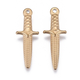 Honeyhandy 304 Stainless Steel Pendants, Dagger, Golden, 23.5x8.5x3.5mm, Hole: 1.4mm