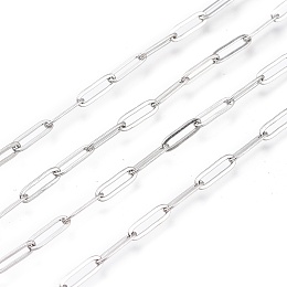 Honeyhandy 304 Stainless Steel Paperclip Chains, Drawn Elongated Cable Chains, Soldered, with Spool, Stainless Steel Color, 10x3x0.5mm, about 16.4 Feet(5m)/roll