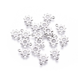 Honeyhandy 304 Stainless Steel Charms, Cut-Out, Hollow, Chain Extender Teardrop, Flower, Stainless Steel Color, 8x6x0.5mm, Hole: 0.8mm