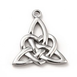 Honeyhandy 201 Stainless Steel Pendants, Trinity Knot Charms, Stainless Steel Color, 27.5x25.5x3mm, Hole: 3mm