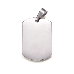 Honeyhandy 304 Stainless Steel Pendants, Stamping Blank Tag, Rectangle, Stainless Steel Color, 35x23x1.5mm, Hole: 10x4.5mm