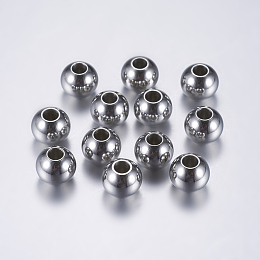 Honeyhandy 202 Stainless Steel Beads, Round, Stainless Steel Color, 8mm, Hole: 3mm