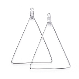 Honeyhandy 304 Stainless Steel Wire Pendants, Hoop Earring Findings, Triangle, Stainless Steel Color, 24 Gauge, 48.5x34.5x0.5mm, Hole: 1.2mm