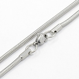 Honeyhandy Men's 304 Stainless Steel Snake Chain Necklaces, with Lobster Claw Clasps, Stainless Steel Color, 19.7 inch(50cm), 2.5mm