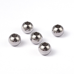 Honeyhandy Round 202 Stainless Steel Beads, Stainless Steel Color, 8x6.5mm, Hole: 3.5mm