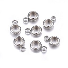 Honeyhandy 201 Stainless Steel Tube Bails, Loop Bails, Ring, Stainless Steel Color, 9x6x2.5mm, Hole: 2mm, Inner Diameter: 4mm