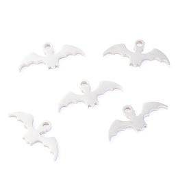 Honeyhandy 304 Stainless Steel Pendants, Laser Cut, for Halloween, Bat, Stainless Steel Color, 16x7.5x1.1mm, Hole: 1.4mm