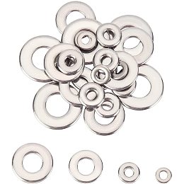 UNICRAFTALE 24pcs 4 Sizes Round Donut Pattern Connector Charms Connecting Rings 304 Stainless Steel Linking Rings for Jewelry Making Stainless Steel Color