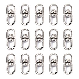 Honeyhandy Alloy Double Eye Swivel Clasps, Swivel Snap Hook, Key Clasp Connectors, Platinum, 16x6.5x4.5mm, Hole: 4.5x4mm