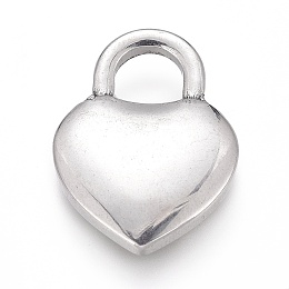 Honeyhandy 304 Stainless Steel Pendants, Heart Lock, Stainless Steel Color, 20.5x15x3mm, Hole: 5x5.5mm