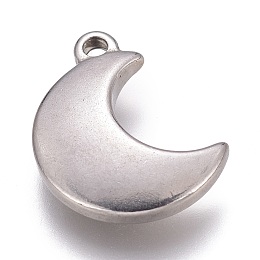 Honeyhandy 304 Stainless Steel Charms, Moon, Stainless Steel Color, 14x11x3mm, Hole: 1.4mm