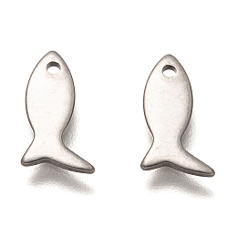 Honeyhandy 304 Stainless Steel Charms, Fish, Stainless Steel Color, 11.5x6.5x1mm, Hole: 1.2mm