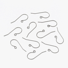 Honeyhandy 304 Stainless Steel Earring Hooks, Ear Wire, with Horizontal Loop, Stainless Steel Color, 28mm, Hole: 1.8mm, Pin: 0.8mm, about 47pcs/10g