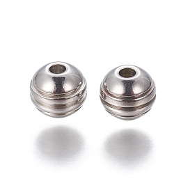 Honeyhandy 201 Stainless Steel Grooved Beads, Rondelle, Stainless Steel Color, 6x5mm, Hole: 1.6mm