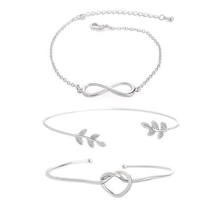 SUNNYCLUE Platinum lOVE Theme KNOT, INFINITY, LEAF Bangle Bracelet for Valentine's Gift with Velvet Puches