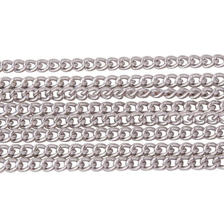 PandaHall Elite 5 Yard Brass Twist Curb Chains Size 2x1.5x1mm Oval Shape 16 Feet Jewelry Making Chain Platinum