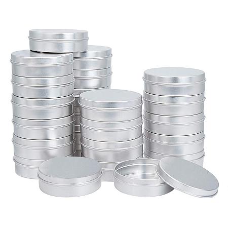 PH PandaHall 24Pack 80ml 2.7oz Silver Round Tin Containers Aluminum Metal Cosmetic Case Jar Storage Travel Can For Lip Balm Nail Art Tea Powder Cream Candles