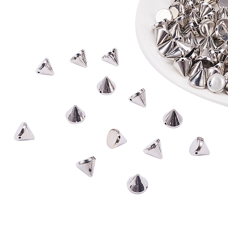 PandaHall Elite 1 Box About 150pcs 12mm Silver Bullet Spike Cone Stud CCB Plastic Beads for DIY Garments, Bags & Shoes Embellishment Cool Rivets Punk