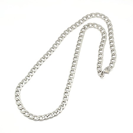 Honeyhandy 304 Stainless Steel Curb Chain/Twisted Chain Necklaces, with Lobster Claw Clasps, Stainless Steel Color, 22 inch~23 inch(55.9~58.4cm), 7mm
