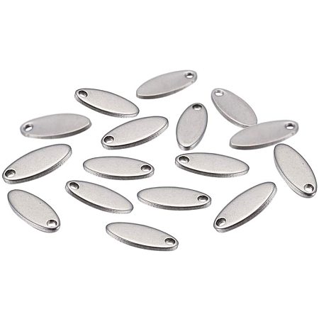 Arricraft 100pcs Stainless Steel Charms Oval Shape Jewelry Pendants Metal Blank Pendants for Bracelets Necklaces Jewelry Making 12x5x1mm, Hole 1mm