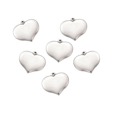 Arricraft 10 pcs 304 Stainless Steel Heart Charm Pendants for Jewelry Making, 16x17x3mm, Hole: 1mm