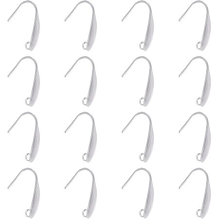 Pandahall Elite 100 Pieces 304 Stainless Steel Earring Hooks Ear Wire, Earring Back Posts with Open Loop for Earring Finding, Platinum
