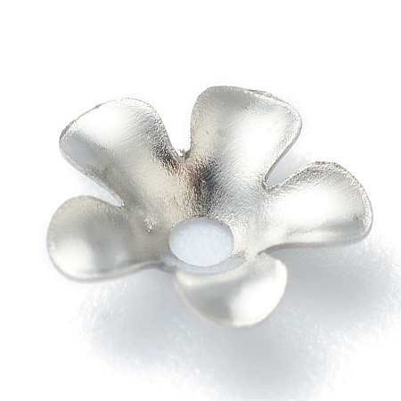 Honeyhandy 304 Stainless Steel Bead Caps, 5-Petal, Flower, Stainless Steel Color, 6.5x1.6mm, Hole: 1.2mm