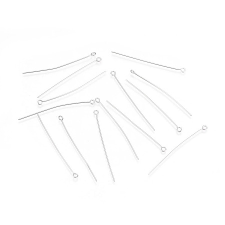Honeyhandy 304 Stainless Steel Eye Pins, Stainless Steel Color, 50x0.7mm, Hole: 2mm