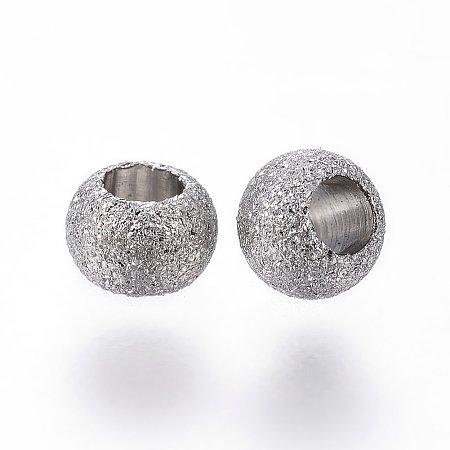 NBEADS 200 PCS 4mm Stainless Steel Stardust Beads Spacer Beads Round Loose Beads for DIY Jewelry Making Findings, Hole: 2mm